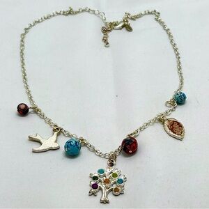 Viva, Silver Charm Necklace, Tree, Dove, Leaf, Beads